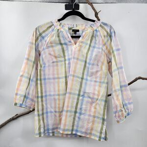 Talbots popver pastel plaid shirt new